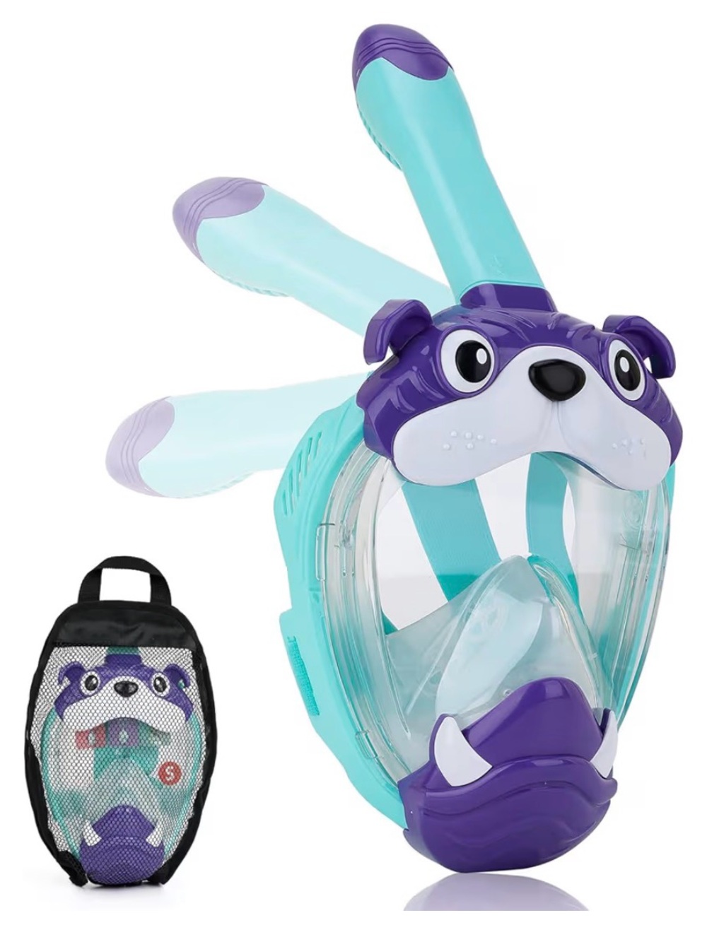 Kids Full Face Snorkel Mask - Teal & Purple